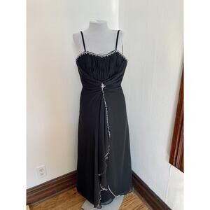 VTG Beaded Maxi Formal Gown Dress y2k 90s Ruffle Strapless Slip Sexy Party Prom